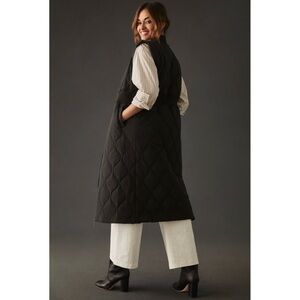 Anthropologie Pilcro Black Quilted Puffer Long Sleeveless Vest OS